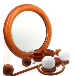 Miroir rond encadrement bois clair, anné