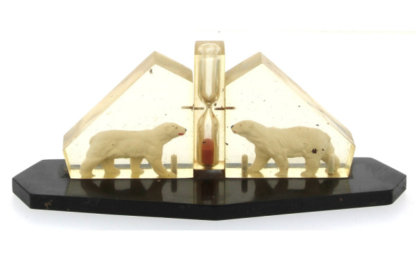 Sablier vintage en plexiglass à décor d'