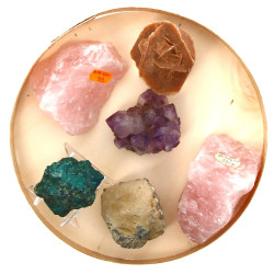 Petit lot de 6 pierres dont fossile, qua