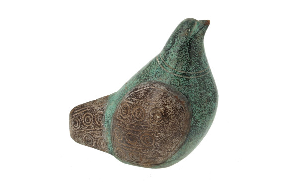 Pigeon décoratif en bois sculpté, patiné