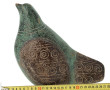 Pigeon décoratif en bois sculpté, patiné