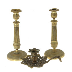 Paire de flambeaux XIXème en laiton, H 2