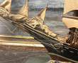 Maquette d'un trois mâts, toutes voiles 