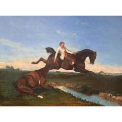 Ecole Française XIXème "Cavalier et chev