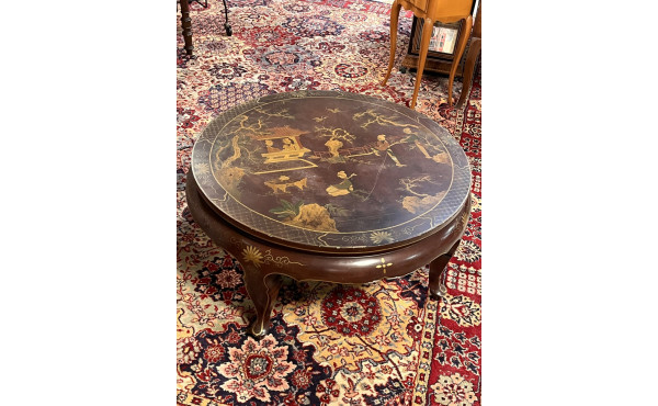 Table basse ronde chinoise en laque à fo