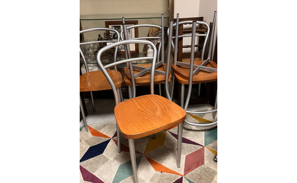 Lot de 6 chaises modernes en métal laqué