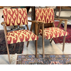 2 fauteuils bridges des années 50, tissu