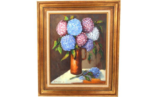 R. ROUSSEL (Xxème) "Bouquet d'hortensias