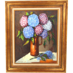 R. ROUSSEL (Xxème) "Bouquet d'hortensias