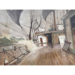 Ecole début Xxème "Pont de bateau dans l