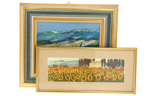 Lot de 2 tableaux du sud de la France : 