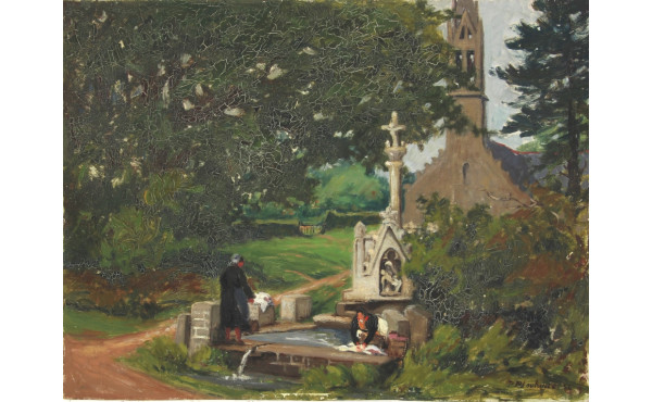 Pierre PLOUHINEC (1907-1984) "Lavandière