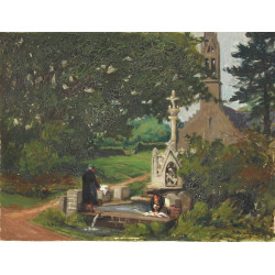 Pierre PLOUHINEC (1907-1984) "Lavandière