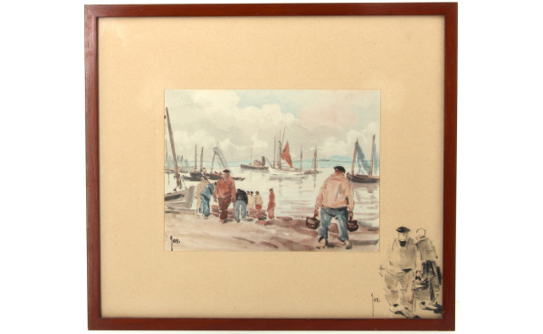 Robert YAN (1901-1994) "Scène de port", 