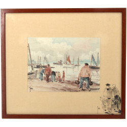 Robert YAN (1901-1994) "Scène de port", 