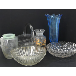 Coupe à fruits vintage en verre moulé en