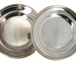 Paire de petits plats ronds en métal arg