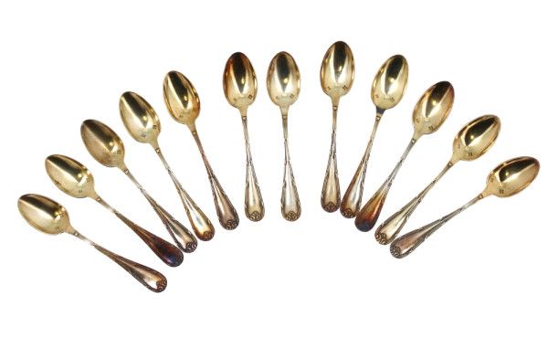 12 cuillères à moka en métal argenté déc