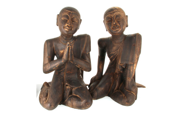 BIRMANIE - Paire d'adorants en bois scul