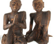 BIRMANIE - Paire d'adorants en bois scul