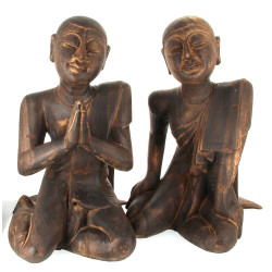 BIRMANIE - Paire d'adorants en bois scul