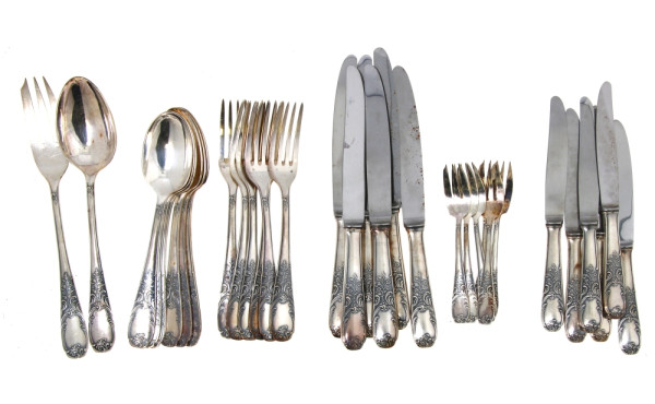 Ménagère 6 couverts en métal argenté déc