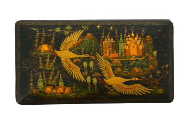 Boîte russe en laque de forme rectangula