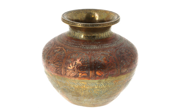 Vase oriental en dinanderie en 2 tons à 