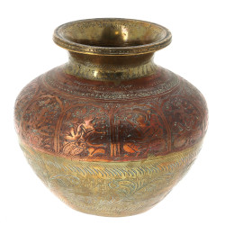 Vase oriental en dinanderie en 2 tons à 