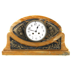 Pendule vers 1925 en marbre jaune et mar