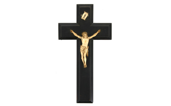 CHRIST en croix Napoléon III en bois noi