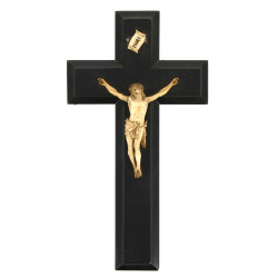 CHRIST en croix Napoléon III en bois noi