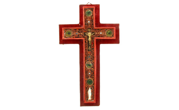 CHRIST en croix XIXème en paperolles, su