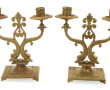 Paire de candélabres en laiton doré à de