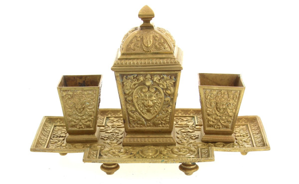 Service fumeur en laiton doré fin XIXème