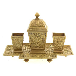 Service fumeur en laiton doré fin XIXème