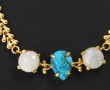 Parure en métal doré quartz et turquoise