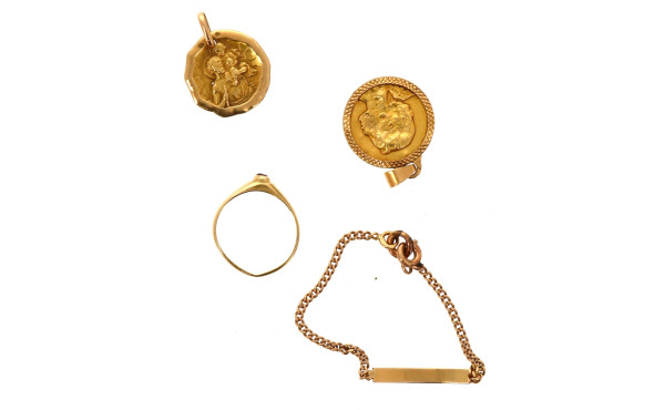 Gourmette bébé "Karine" et 2 médailles e