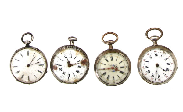 Lot de 4 montres de gousset en argent, p