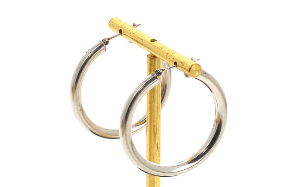 Paire de grandes créoles en argent, diam