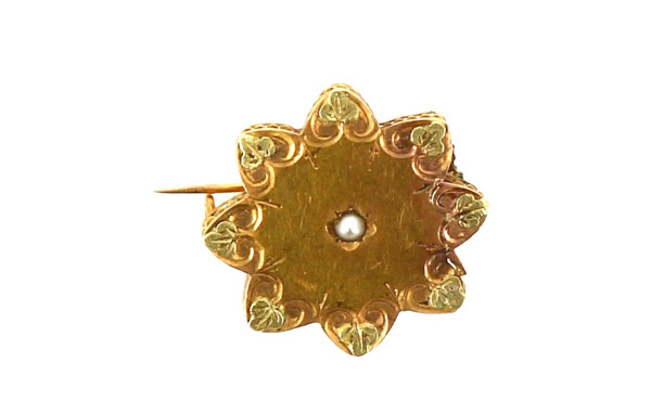 Petite broche ancienne en or jaune 18 ct