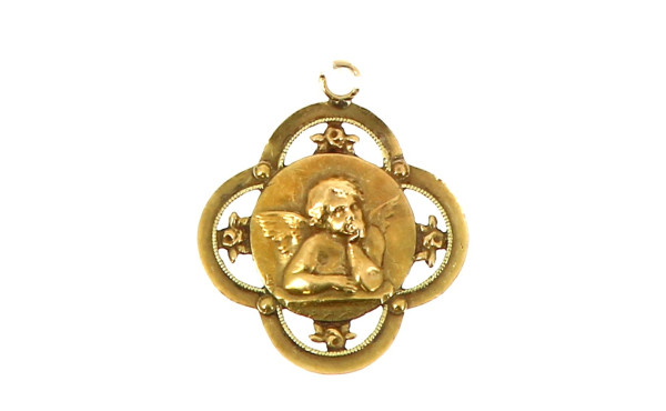 Pendentif ancien en or jaune 18 cts, poi