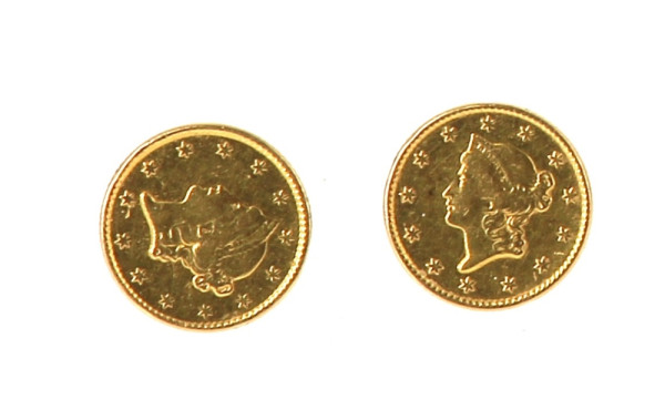 Paire de BO en or jaune 18 cts sertie d'