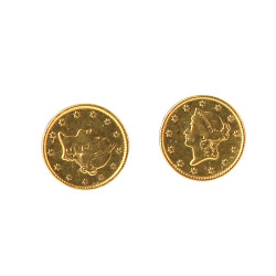 Paire de BO en or jaune 18 cts sertie d'