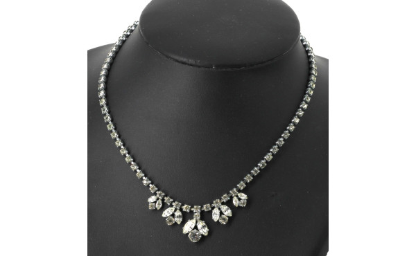 Collier vintage en métal et strass