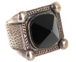 Bague en argent 925ème et onyx noir, poi