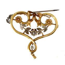Petite broche ancienne en or jaune 18 ca