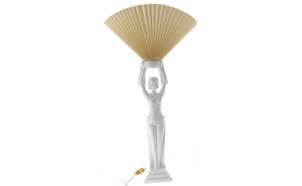 Pied de lampe en céramique blanche en fo
