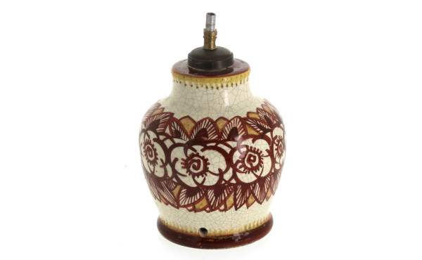 LACHENAL - Pied de lampe en faïence craq