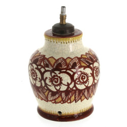 LACHENAL - Pied de lampe en faïence craq